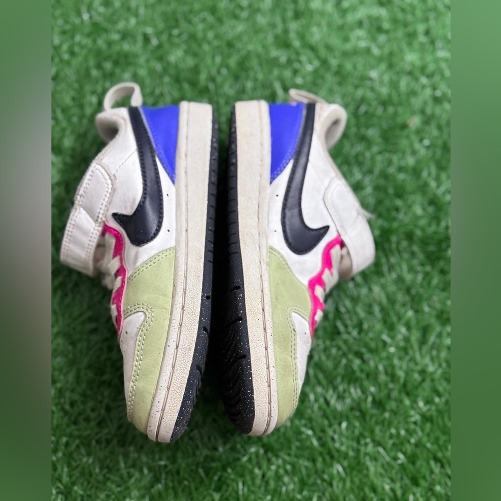 Nike(PS) Court Borough Low Recraft Shoes 'White Pink Dark Obsidian' Size 11C